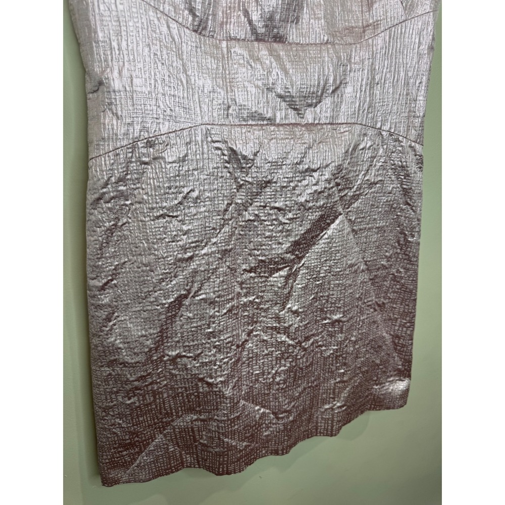 Tibi Pink Metallic Jacquard Mini Dress Short Sleeve sz 4 - Picture 4 of 7